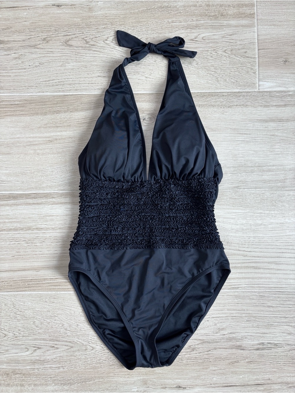 BLEU by Rod Beattie Ruffle Halter One Piece Swimsuit Black Women’s Size 12 XL